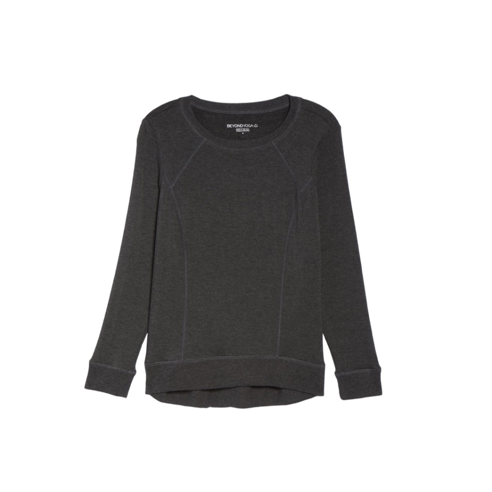 Beyond Yoga Raglan Crew Sweatshirt- grey, medium